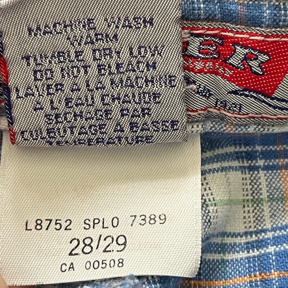 Vintage Cotton Check Flare Mid-Rise Blue White Made in Canada Pants 28 - Picture 12 of 13